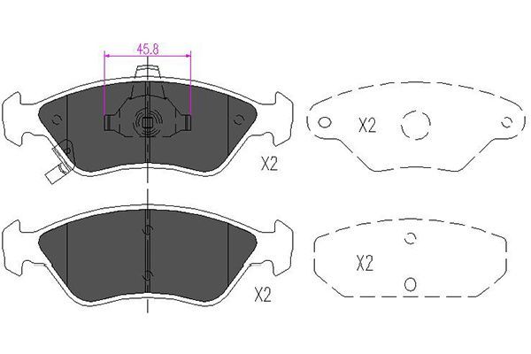 KAVO PARTS Piduriklotsi komplekt,ketaspidur KBP-4009